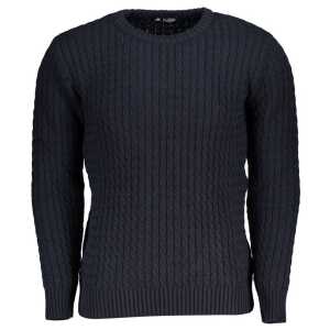 U.S. Grand Polo Elegant Crew Neck Twisted Blue Sweater