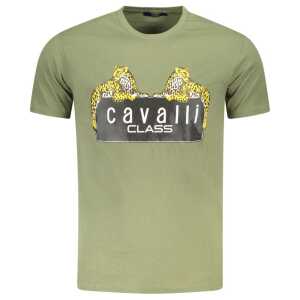 Cavalli Class Green Cotton Men T-Shirt