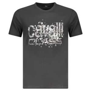 Cavalli Class Black Cotton Men T-Shirt