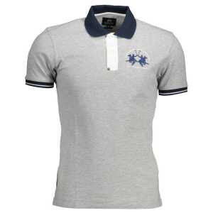 La Martina Gray Cotton Men Polo Shirt