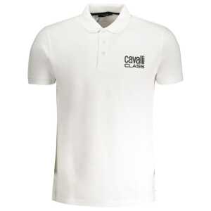 Cavalli Class White Cotton Polo Shirt