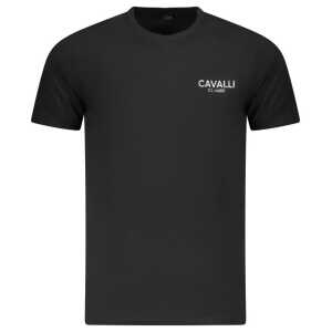 Cavalli Class Black Cotton Men T-Shirt