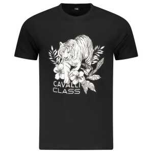 Cavalli Class Black Cotton Men T-Shirt