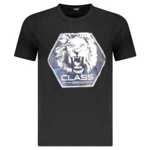 Cavalli Class Black Cotton Men T-Shirt