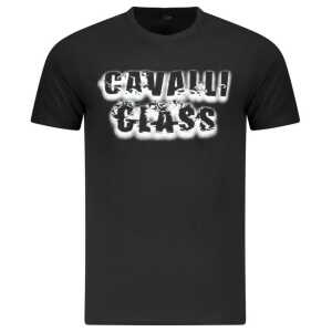Cavalli Class Black Cotton Men T-Shirt