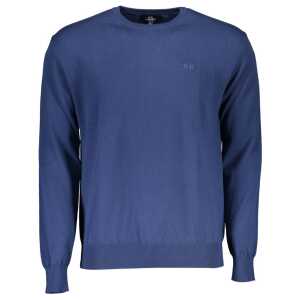 La Martina Blue Cotton Men Sweater