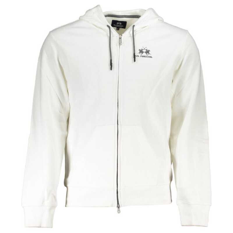 La Martina Elegant White Hooded Sweatshirt for Men, theFeinheit
