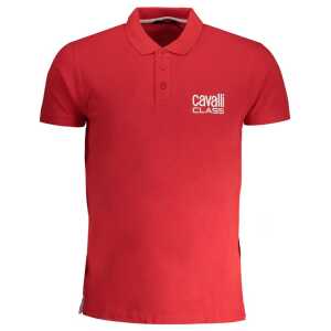 Cavalli Class Red Cotton Polo Shirt
