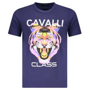 Cavalli Class Blue Cotton Men T-Shirt