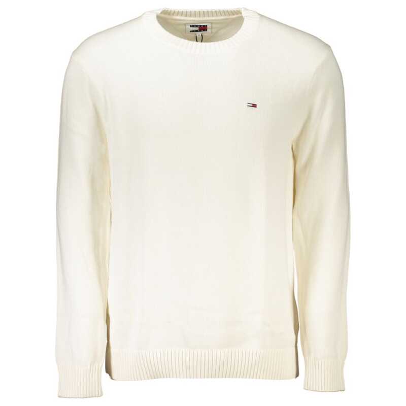Tommy Hilfiger Chic White Crew Neck Cotton Sweater, theFeinheit