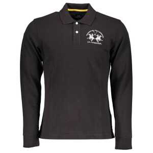 La Martina Elegant Long Sleeved Black Polo for Men