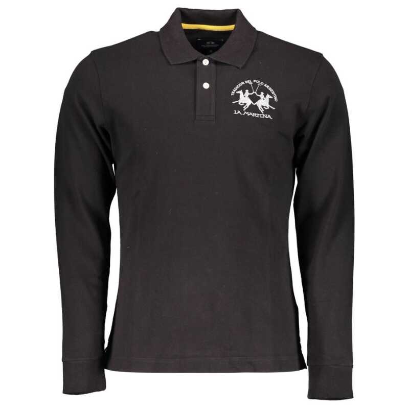 La Martina Elegant Long Sleeved Black Polo for Men, theFeinheit