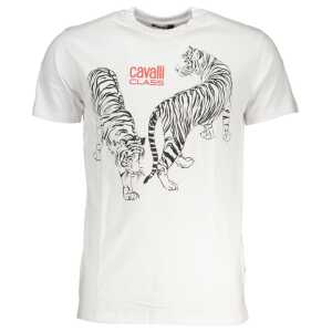 Cavalli Class White Cotton T-Shirt