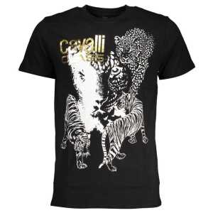Cavalli Class Black Cotton T-Shirt
