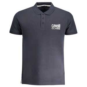 Cavalli Class Blue Cotton Polo Shirt