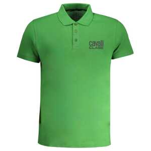 Cavalli Class Green Cotton Polo Shirt