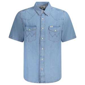 Wrangler Light Blue Cotton Men Shirt
