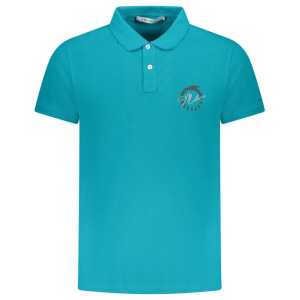 Trussardi Light Blue Cotton Men Polo Shirt