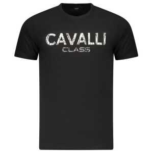 Cavalli Class Black Cotton Men T-Shirt