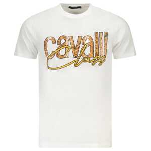 Cavalli Class White Cotton Men T-Shirt