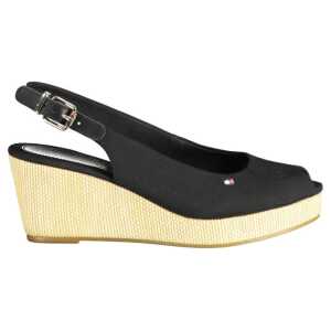 Tommy Hilfiger Black Leather Women Sandal