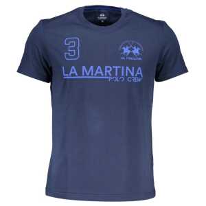 La Martina Blue Cotton Men T-Shirt