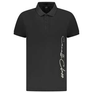 Cavalli Class Black Cotton Men Polo Shirt