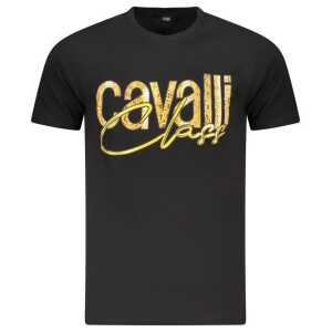 Cavalli Class Black Cotton Men T-Shirt