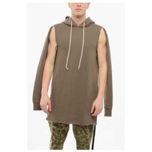 Rick Owens DRKSHDW Cotton Hoodie with Cut-outs and Raw-cut Hem