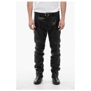 Dsquared² Textured Leather Pants with Biker Details