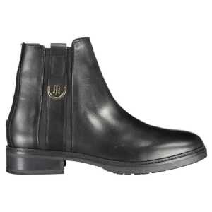 Tommy Hilfiger Black Leather Women Boot