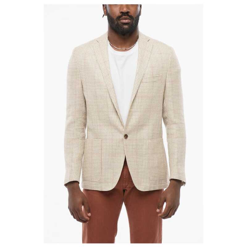 Corneliani Wool Blend Single Breasted Blazer Houdstooth Motif, theFeinheit