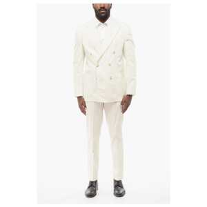 Corneliani CC COLLECTION Double Breasted Unlined Suit With Peak lapel