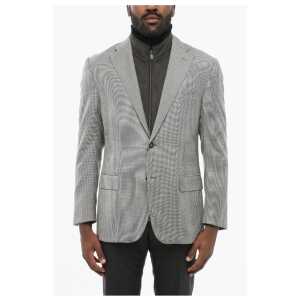 Corneliani Houndstooth Single Breasted Blazer With Chest Piece