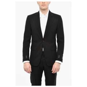 Dsquared² Single Breasted Wool Blazer With Flap Pockets