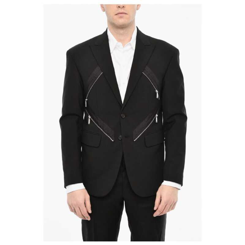 Dsquared² Single Breasted Blazer With Peak Lapel And Zip Detail, theFeinheit
