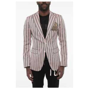 Dsquared² Striped 2 Button Blazer with Flap Pockets