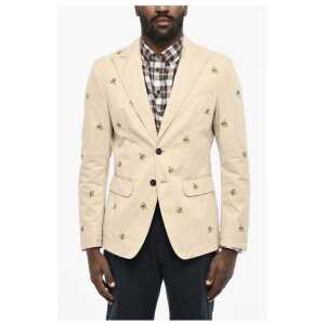 Dsquared² Embroidered Cotton Twill 2 Buttons with Flap Pockets