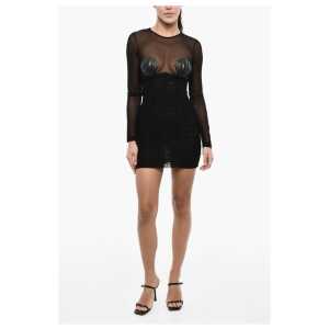 Dsquared² Draped Mini Dress with Sheels Detail