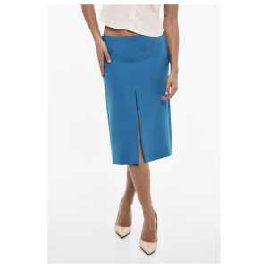 Dsquared² Regular Waist Solid Color Longuette with Frontal Split