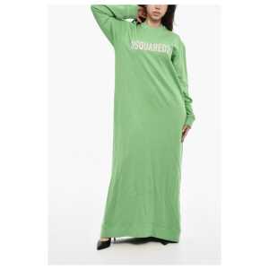 Dsquared² Brushed Sweatshirt Long Dress With Logo Print