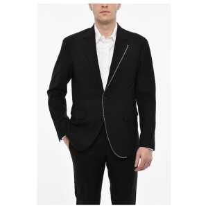 Dsquared² Wool Blend Single Breasted Blazer With Zip Details