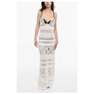 Dsquared² Deep Neckline Crochet Maxi Dress