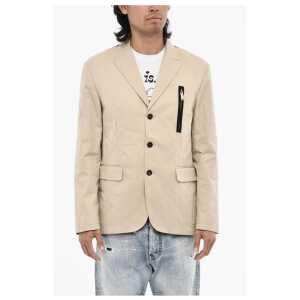 Dsquared² Wool Blend 3 Buttons Blazer with Zip and Flap Pockets