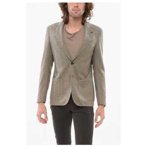 Corneliani CC Collection Herring Bone Motif Blazer with Peak Lapel