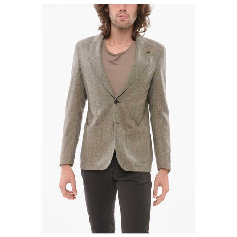 Corneliani CC Collection Herring Bone Motif Blazer with Peak Lapel, theFeinheit