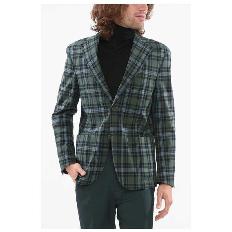 Corneliani CC Collection Embossed Fabric RELIGHT Blazer with Tartan Mot, theFeinheit