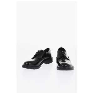 Corneliani Solid Color Brushed Leather Derby Shoes
