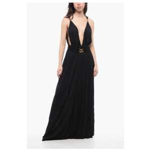 Saint Laurent Pleated Dress with Chain Detail