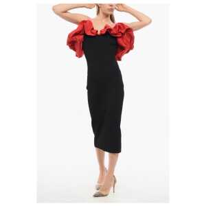 Alexander McQueen Knitted Cold-Shoulder Dress with Ruffled Detail